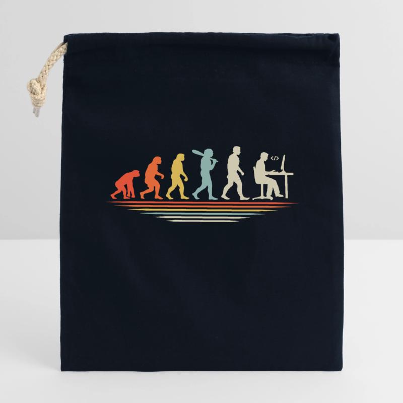 Coffee Coding Evolution Codeur Développeur Nerd Coffe Sac cadeau en coton avec cordon (14 x 20 cm)