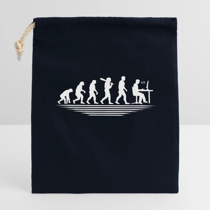Coffee Coding Evolution Codeur Développeur Nerd Coffe Sac cadeau en coton avec cordon (14 x 20 cm)