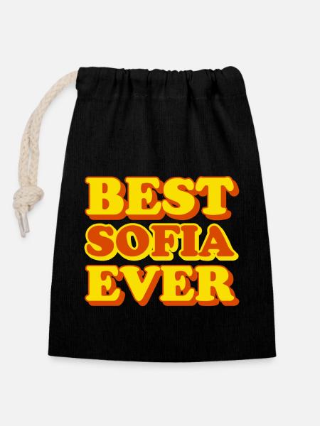 Sofia first name, funny gift - Closable cotton gift bag (14x20cm) - black