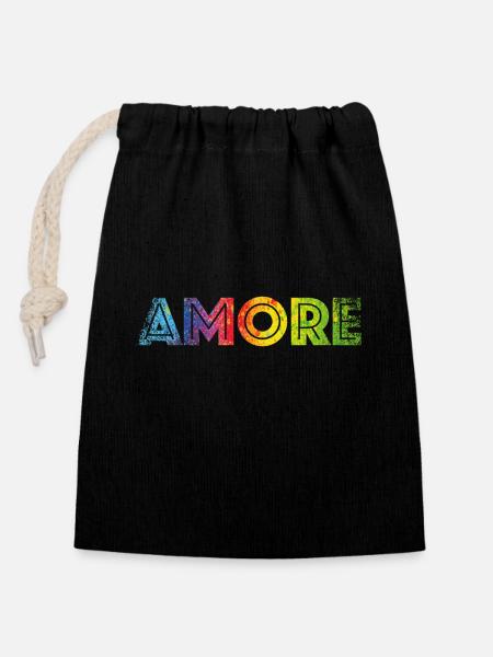 AMORE colours speckled - Closable cotton gift bag (14x20cm) - black