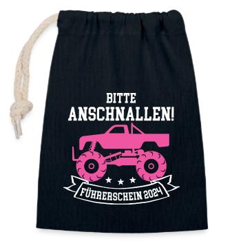 Führerschein Prüfung Bestanden Fahrschule 2024 - Verschließbarer Geschenkbeutel aus Baumwolle (14x20cm) - Navy - Vorne