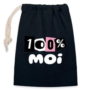 100% MOI - Sac cadeau en coton avec cordon (14 x 20 cm) - bleu marine - Devant