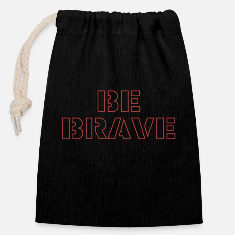 Soyez courageux - Sac cadeau en coton avec cordon (14 x 20 cm) - noir