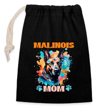 Malinois Mom belgischer Schäferhund - Verschließbarer Geschenkbeutel aus Baumwolle (14x20cm) - Schwarz - Vorne