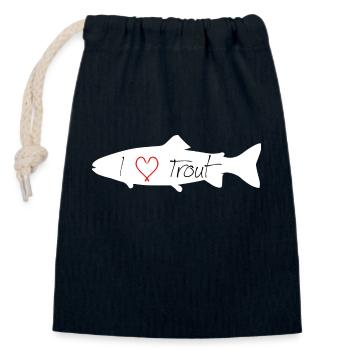 I love trout white - Closable cotton gift bag (14x20cm) - navy - Front