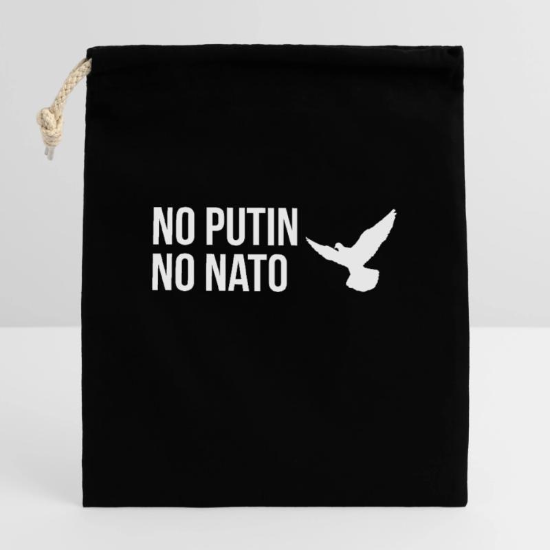 PAS DE POUTINE, PAS D’OTAN avec la colombe de la paix Sac cadeau en coton avec cordon (14 x 20 cm)