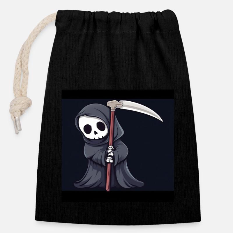 La Faucheuse - Sac cadeau en coton avec cordon (14 x 20 cm) - noir
