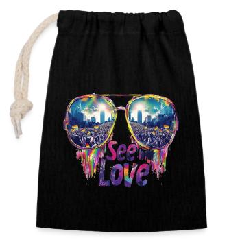 Voir avec amour l’égalité fierté Design - Sac cadeau en coton avec cordon (14 x 20 cm) - noir - Devant