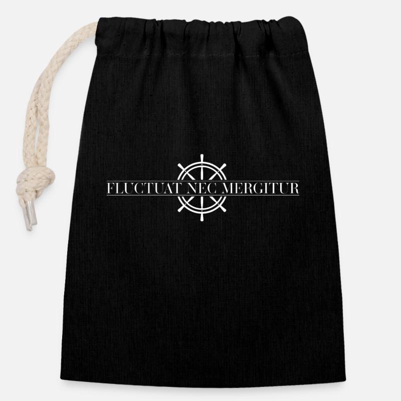 Fluctuat nec mergitur - Sac cadeau en coton avec cordon (14 x 20 cm) - noir