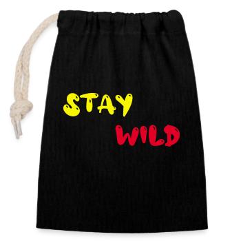stay wild - Closable cotton gift bag (14x20cm) - black - Front
