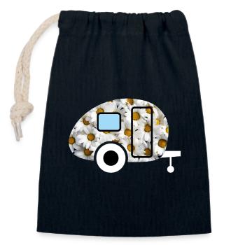 Caravan Gänseblümchen Wohnwagen Retro Frühling Fan - Verschließbarer Geschenkbeutel aus Baumwolle (14x20cm) - Navy - Vorne