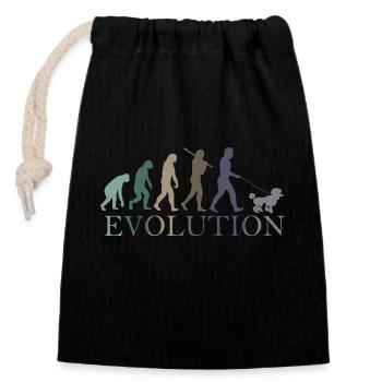 EVOLUTION PUDEL - Verschließbarer Geschenkbeutel aus Baumwolle (14x20cm) - Schwarz - Vorne