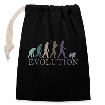 DIE EVOLUTION DES MOPSES - Verschließbarer Geschenkbeutel aus Baumwolle (14x20cm) - Schwarz - Vorne