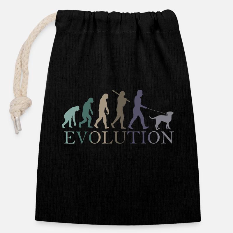 L’ÉVOLUTION DU CHIEN - Sac cadeau en coton avec cordon (14 x 20 cm) - noir