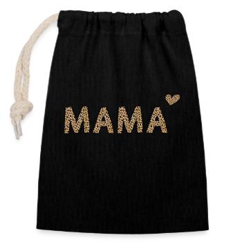 MAMA Trend Desing im Leopard Print Muttertag - Verschließbarer Geschenkbeutel aus Baumwolle (14x20cm) - Schwarz - Vorne