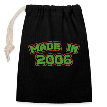 Fabriqué en 2006 - Sac cadeau en coton avec cordon (14 x 20 cm) - noir - Devant