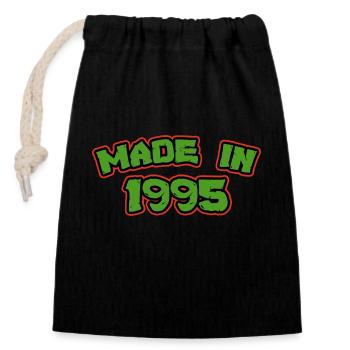 Fabriqué en 1995 - Sac cadeau en coton avec cordon (14 x 20 cm) - noir - Devant
