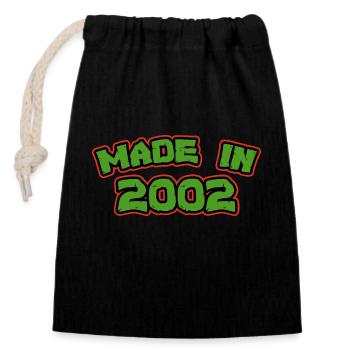 Fabriqué en 2002 - Sac cadeau en coton avec cordon (14 x 20 cm) - noir - Devant