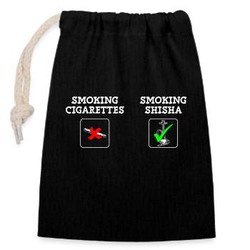 Sisha Rauch Pfeife Orient - Verschließbarer Geschenkbeutel aus Baumwolle (14x20cm) - Schwarz - Vorne