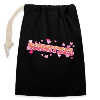 Cooles Schnitzel mit rosa Herzen Design - Verschließbarer Geschenkbeutel aus Baumwolle (14x20cm) - Schwarz - Vorne