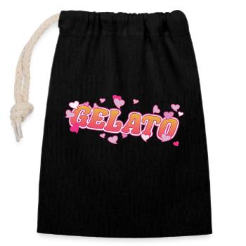 Cool gelato with pink hearts design - Closable cotton gift bag (14x20cm) - black - Front