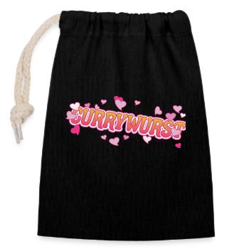 Cool currywurst with pink hearts design - Closable cotton gift bag (14x20cm) - black - Front