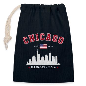 Chicago, Illinois, Est, 1837 - Verschließbarer Geschenkbeutel aus Baumwolle (14x20cm) - Navy - Vorne