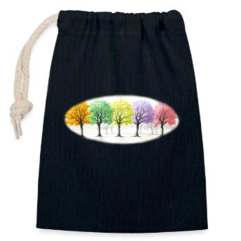 Colorful Trees Tree Forest - Closable cotton gift bag (14x20cm) - navy - Front