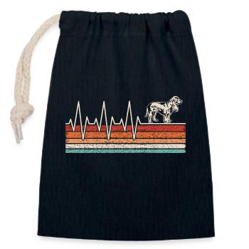 Cocker Spaniel Heartbeat - Sac cadeau en coton avec cordon (14 x 20 cm) - bleu marine - Devant