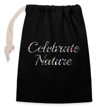 Celebrate Nature - Closable cotton gift bag (14x20cm) - black - Front