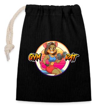 GYM RAT - Sac cadeau en coton avec cordon (14 x 20 cm) - noir - Devant