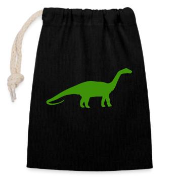 dino - Verschließbarer Geschenkbeutel aus Baumwolle (14x20cm) - Schwarz - Vorne