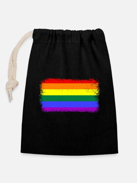Lgbtq - Verschließbarer Geschenkbeutel aus Baumwolle (14x20cm) - Schwarz