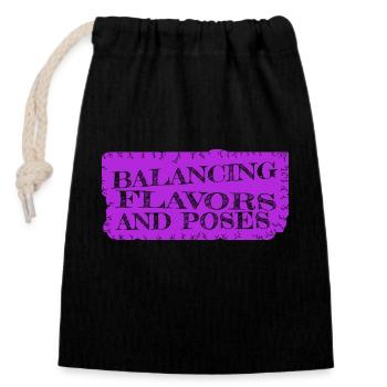 Aventures culinaires de la communauté Awesome Acro Yoga - Sac cadeau en coton avec cordon (14 x 20 cm) - noir - Devant