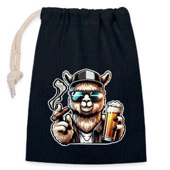 Alpaka Bier Zigarre - Verschließbarer Geschenkbeutel aus Baumwolle (14x20cm) - Navy - Vorne