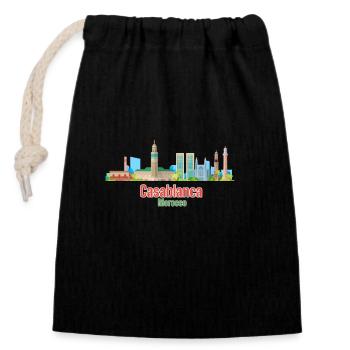 Casablanca - Sac cadeau en coton avec cordon (14 x 20 cm) - noir - Devant
