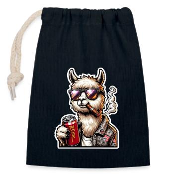Alpaka Bier Zigarre - Verschließbarer Geschenkbeutel aus Baumwolle (14x20cm) - Navy - Vorne