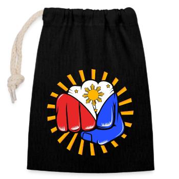 Filipino Philippines - Closable cotton gift bag (14x20cm) - black - Front