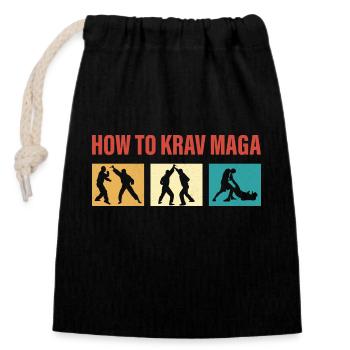 How To Krav Maga Training Martial Arts - Closable cotton gift bag (14x20cm) - black - Front