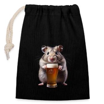 Yummy Beer Meme Beer Drinker Beer Hamster - Closable cotton gift bag (14x20cm) - black - Front