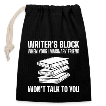 Author - Closable cotton gift bag (14x20cm) - black - Front