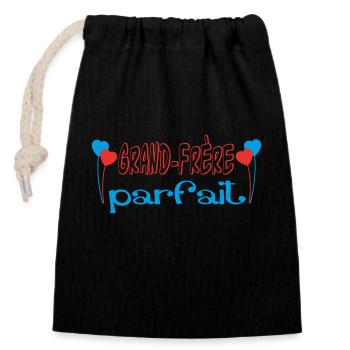Grand Frère parfait - Sac cadeau en coton avec cordon (14 x 20 cm) - noir - Devant