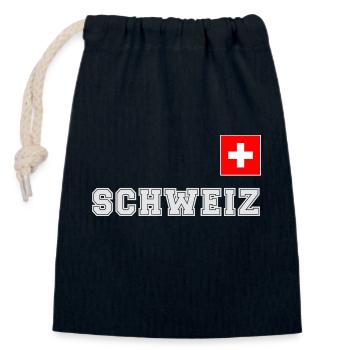 Schweiz Trikot Look - mit Fahne Flagge auf Brust - Verschließbarer Geschenkbeutel aus Baumwolle (14x20cm) - Navy - Vorne