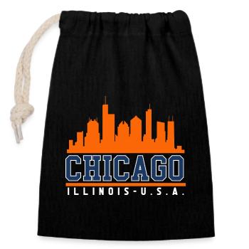 Chicago Illinois Skyline - Sac cadeau en coton avec cordon (14 x 20 cm) - noir - Devant