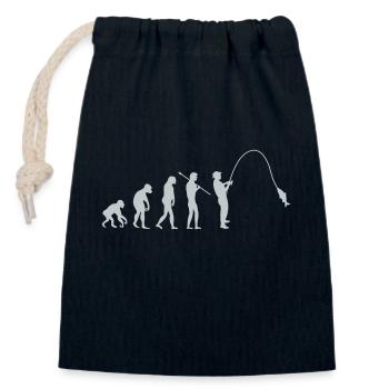 Évolution de la pêche - Sac cadeau en coton avec cordon (14 x 20 cm) - bleu marine - Devant