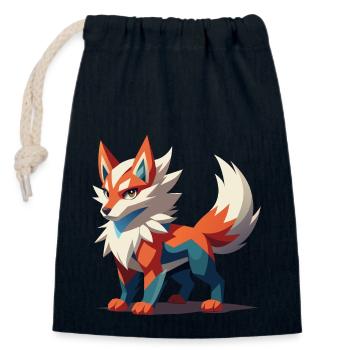 Grimmiger Fantasy-Wolf - Verschließbarer Geschenkbeutel aus Baumwolle (14x20cm) - Navy - Vorne
