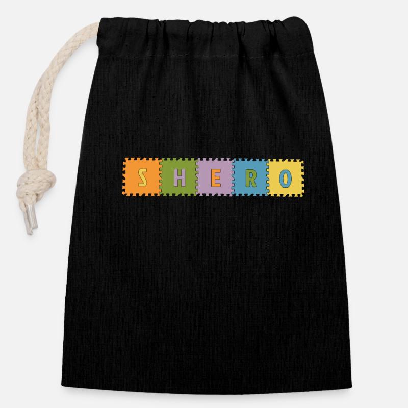 Shero - Closable cotton gift bag (14x20cm) - black