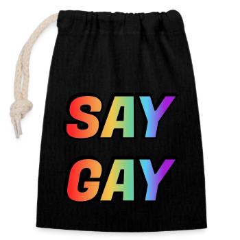 DITES GAY LGBT Pride - Sac cadeau en coton avec cordon (14 x 20 cm) - noir - Devant