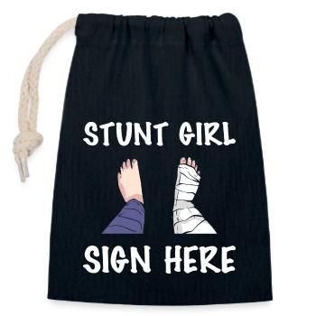 Broken leg - Closable cotton gift bag (14x20cm) - navy - Front