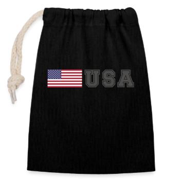 TEAM USA amerikanische Flagge Fahne vor Schrift - Verschließbarer Geschenkbeutel aus Baumwolle (14x20cm) - Schwarz - Vorne